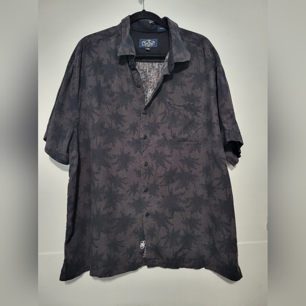 Nat Nast Silk Blend Printed Men's Shirt XXL Black